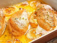 Рецепта Печени пилешки гърди с цитрусов сос с мед и горчица на фурна